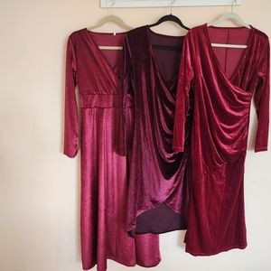 Lot (ALL 3)  Women's red velvet dresses sz Large